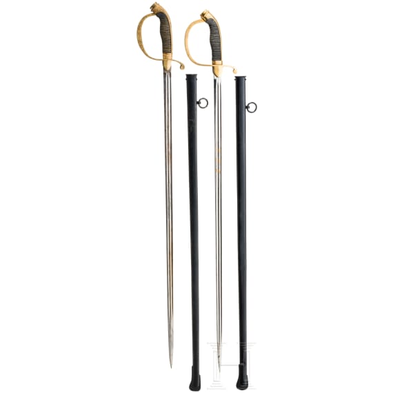 Two cavalry swords or service saber for mounted officers, circa 1910