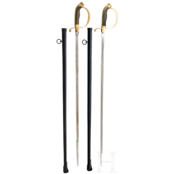 Two cavalry swords or service saber for mounted officers, circa 1910