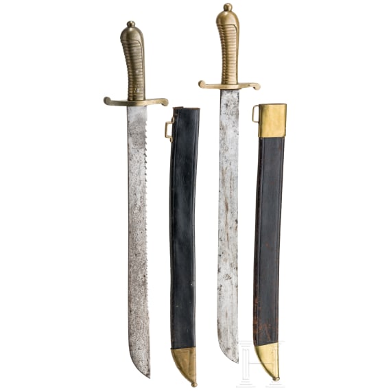 Two fascine knives, known as the M 1838 hunter's sabers