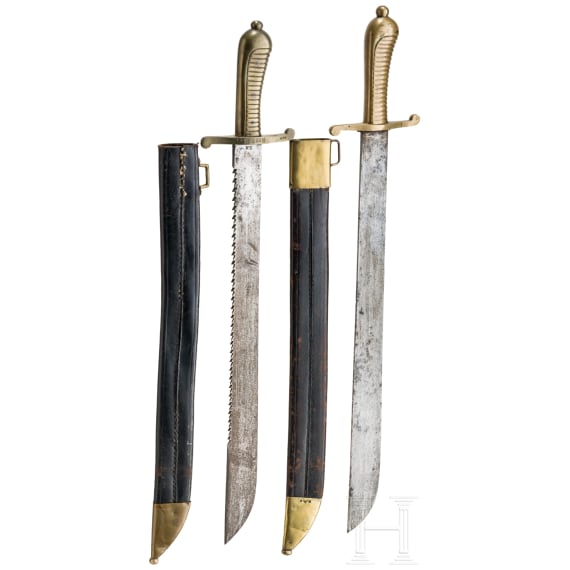 Two fascine knives, known as the M 1838 hunter's sabers