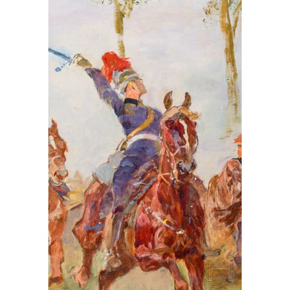Gem&auml;lde &bdquo;Artillerie im Angriff&ldquo; von Anton Hoffmann (1863-1938)