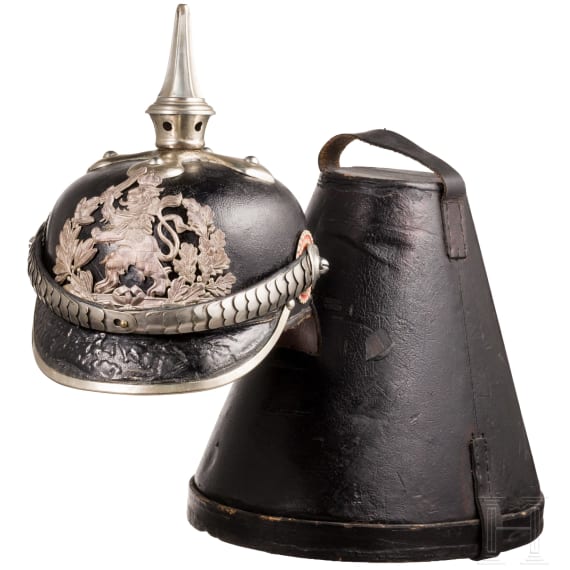 Helm f&uuml;r Mannschaften/Unteroffiziere der Gro&szlig;herzoglich Hessischen Dragoner-Regimenter Nr. 23 oder Nr. 24, um 1900