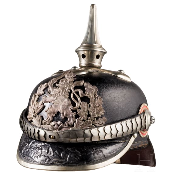 Helm f&uuml;r Mannschaften/Unteroffiziere der Gro&szlig;herzoglich Hessischen Dragoner-Regimenter Nr. 23 oder Nr. 24, um 1900