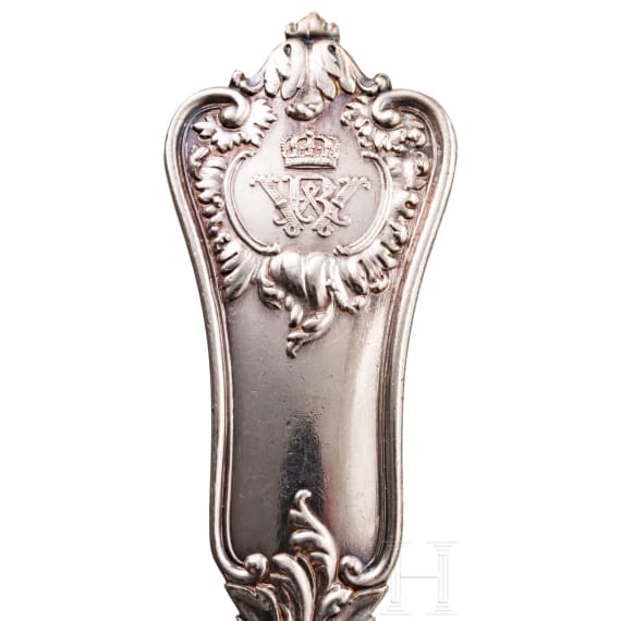 Friedrich Wilhelm IV. und K&ouml;nig Wilhelm I. von Preu&szlig;en &ndash; Sechs Gabeln und ein Messer mit Monogramm
