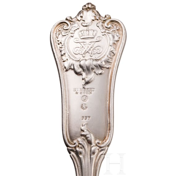 Friedrich Wilhelm IV. und K&ouml;nig Wilhelm I. von Preu&szlig;en &ndash; Sechs Gabeln und ein Messer mit Monogramm
