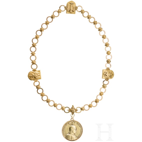Kaiser Wilhelm II. - Goldene Kette zur Gr&uuml;ndung der Universit&auml;t Frankfurt am Main, datiert 18. 10. 1914