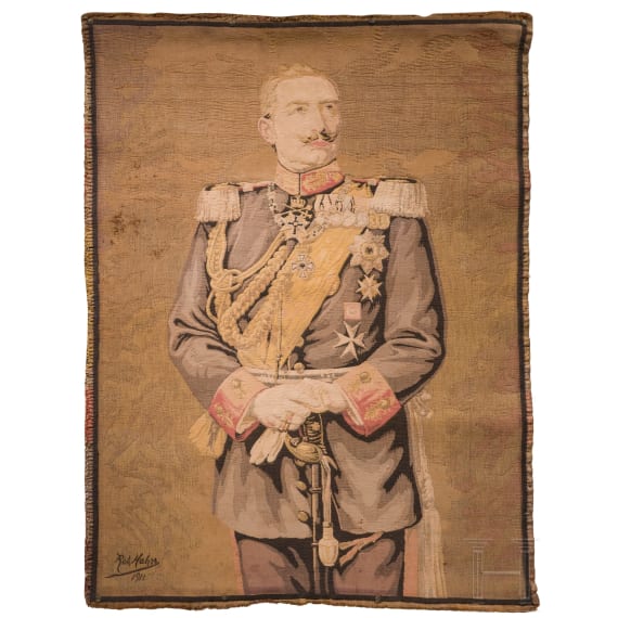 Kaiser Wilhelm II. - Portrait-Wandteppich nach einem Gem&auml;lde von Robert Hahn 1911