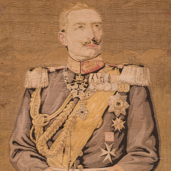 Kaiser Wilhelm II. - Portrait-Wandteppich nach einem Gem&auml;lde von Robert Hahn 1911