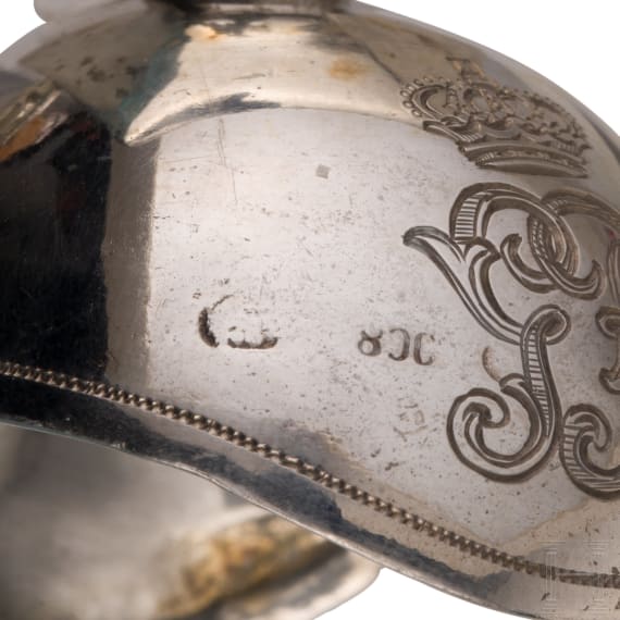 Zwei Miniaturhelme aus Silber, um 1900