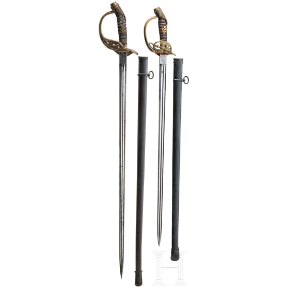 Zwei Degen M 1889 f&uuml;r Offiziere der Infanterie, ab 1905