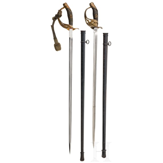Zwei Degen M 1889 f&uuml;r Offiziere der Infanterie, um 1905