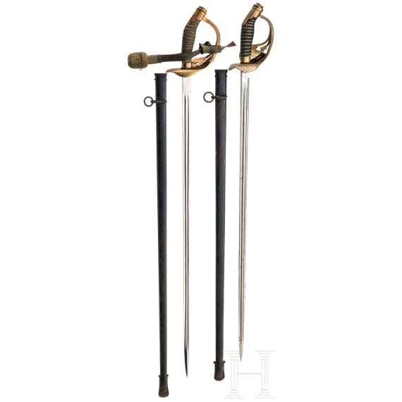 Zwei Degen M 1889 f&uuml;r Offiziere der Infanterie, um 1905