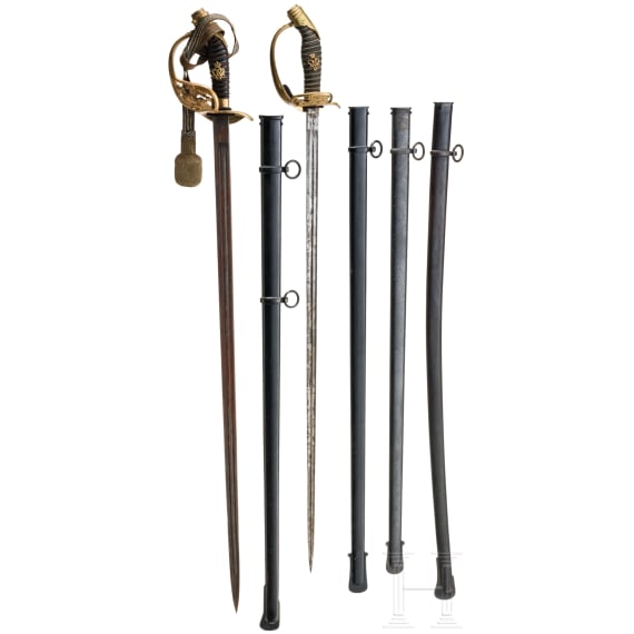 Zwei Degen M 1889 f&uuml;r Offiziere der Infanterie, um 1905
