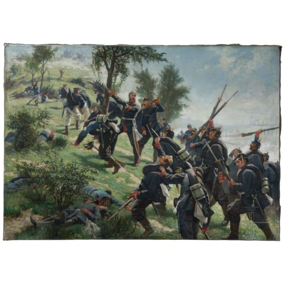 Gem&auml;lde &bdquo;Sturm auf den Spicherer Berg", Anfang 20. Jhdt.