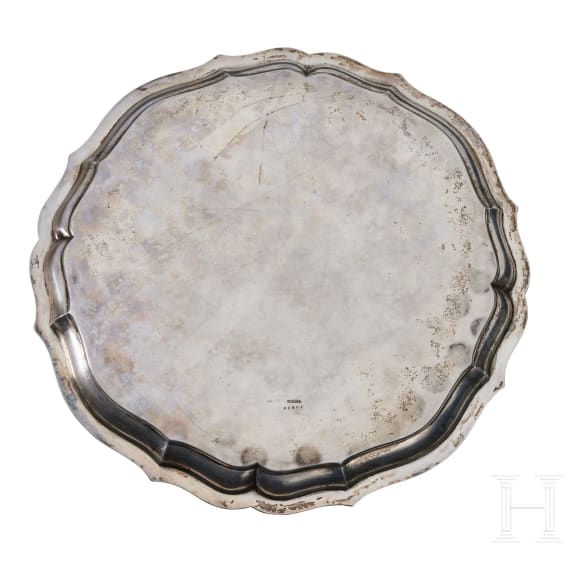 A silver presentation tray from the officer corps of the Prussian Garde du Corps