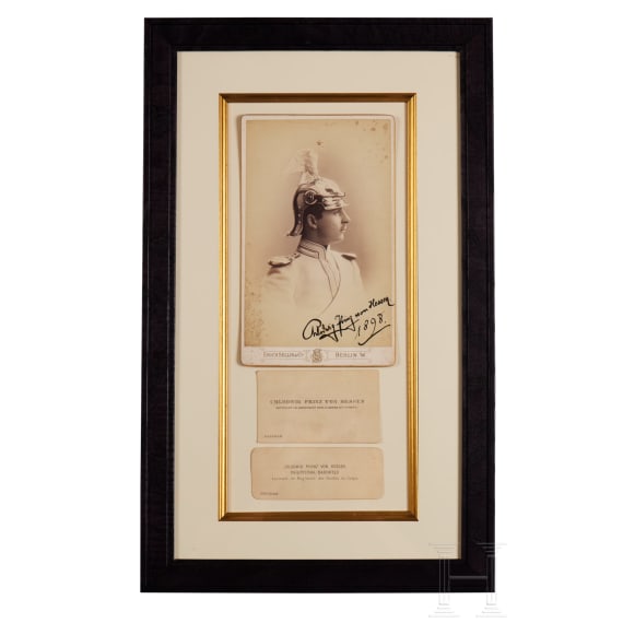 Chlodwig, Prince of Hesse (1876&ndash;1954) &ndash; a signed Garde du Corps photograph and business cards, 1898