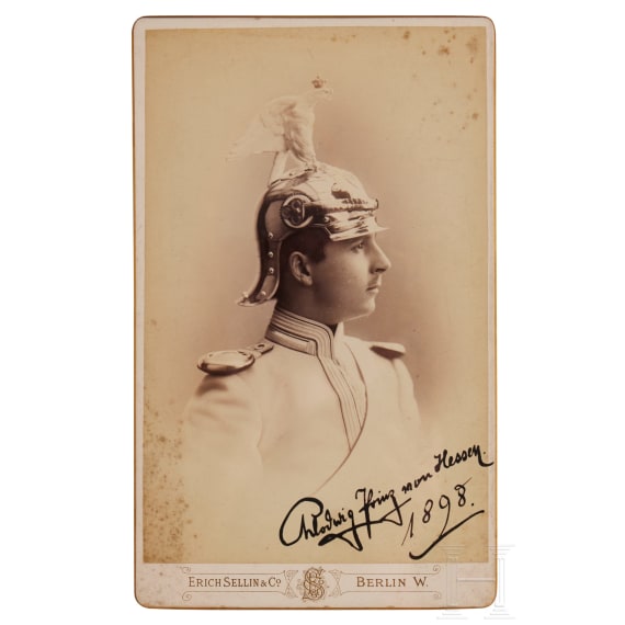Chlodwig, Prince of Hesse (1876&ndash;1954) &ndash; a signed Garde du Corps photograph and business cards, 1898