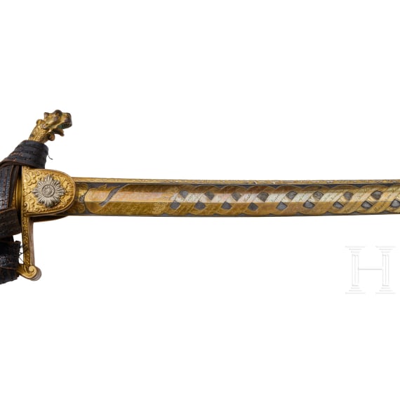 Generalleutnant Luis von Hesberg (1824&ndash;1909) &ndash; a magnificent sabre, gift from Cuirassier Regiment No. 6, likely presented upon his retirement in 1888.