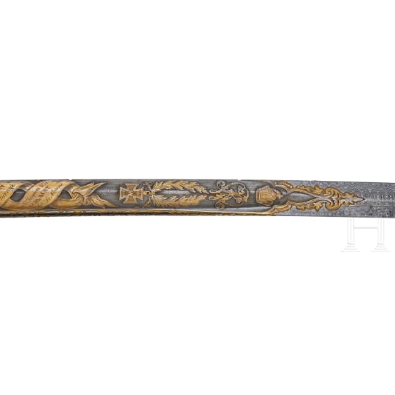 Generalleutnant Luis von Hesberg (1824&ndash;1909) &ndash; a magnificent sabre, gift from Cuirassier Regiment No. 6, likely presented upon his retirement in 1888.