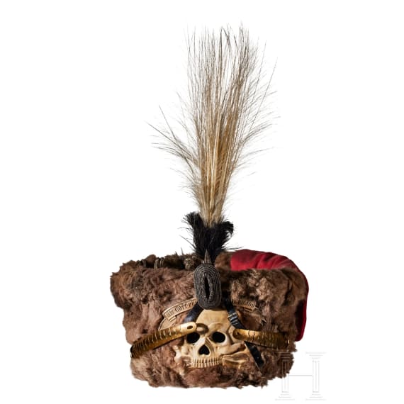 Pelzm&uuml;tze des preu&szlig;ischen 1st Husaren-Regiments mit Namensbezeichnung &bdquo;Kronprinz Wilhelm&ldquo;