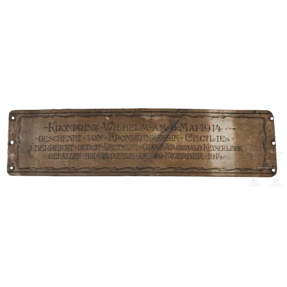 Preu&szlig;ische Standartenspitze, Fahnenring und Pr&auml;sentationsplakette f&uuml;r das Husaren-Regiment 1