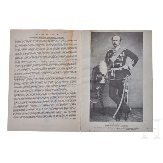 Prinz Friedrich Karl von Preu&szlig;en (1828 - 1885) - pers&ouml;nlicher Geschenks&auml;bel des preu&szlig;ischen 1. Leib-Husaren-Regiments