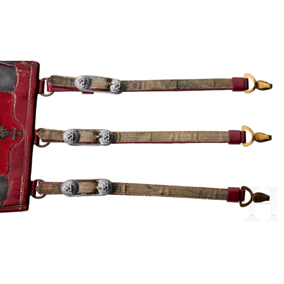S&auml;beltasche eines Offiziers der preu&szlig;ischen 1. Leib-Husaren (Totenkopfhusaren)