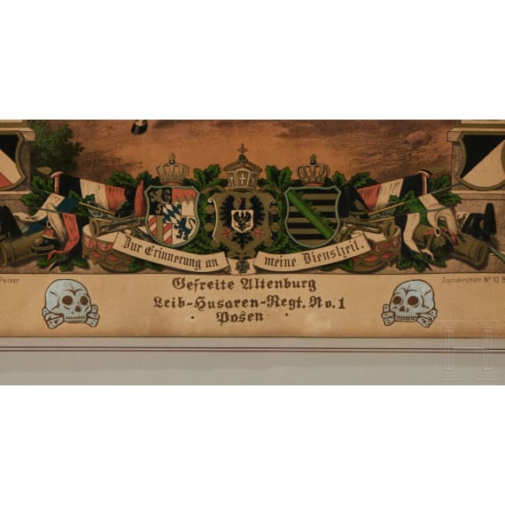 Reservistenbilder von einem Gefreiten des 1. Leib-Husaren-Regiments und von Offizieren der Reitschule