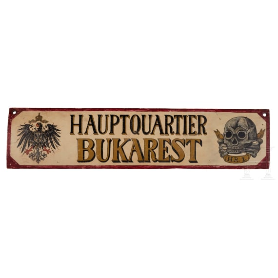 Schild des preu&szlig;ischen HR1-Hauptquartiers in Bukarest