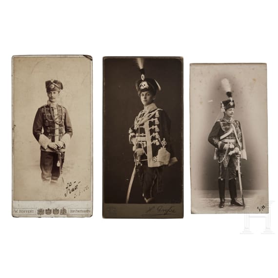 Signierte Fotos von Offizieren der Preu&szlig;ischen Garde-Husaren