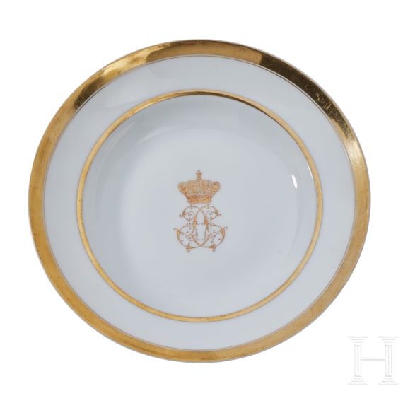 Kaiser Wilhelm II. und K&ouml;nig Leopold II. von Belgien - zwei Teller aus den Hof-Servicen