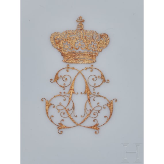 Kaiser Wilhelm II. und K&ouml;nig Leopold II. von Belgien - zwei Teller aus den Hof-Servicen