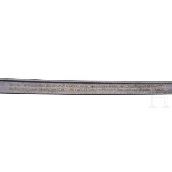 Pr&auml;chtiger preu&szlig;ischer Ehrens&auml;bel des 3. Garde-Ulanen-Regiments 1867 - 1877