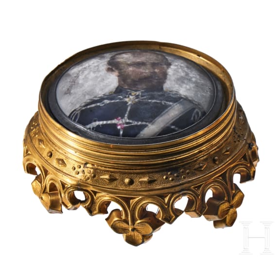 Paar Epauletten der Preu&szlig;ischen Garde-Landwehr und ein Offiziersbild (HR1) unter Glas