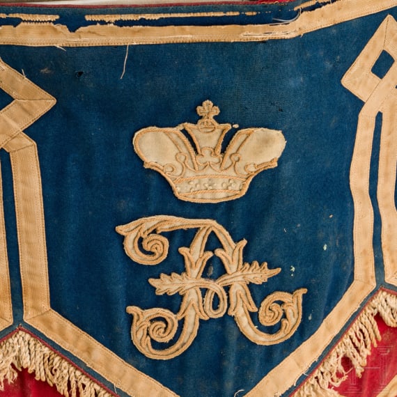 Paukenbehang und Kesselpauke des 2. Garde-Ulanen-Regiments "Kaiserin Alexandra von Russland"