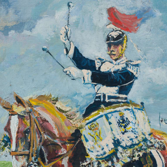 Gem&auml;lde Kesselpauker der K&ouml;nigsulanen, 1 H&auml;lfte 20. Jhdt.