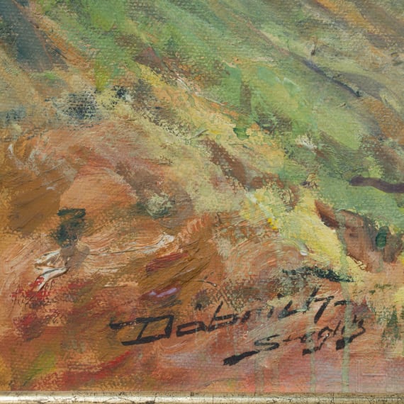 Gem&auml;lde &bdquo;Patrouille der J&auml;ger zu Pferde", 1914