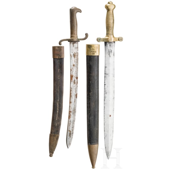 Preu&szlig;isches Seitengewehr M 1864 U/M und franz&ouml;sisches Faschinenmesser M 1831
