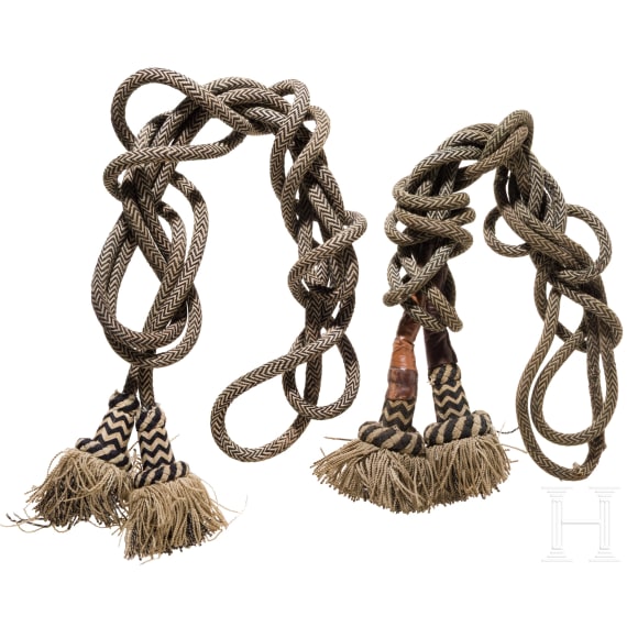 Zwei preu&szlig;ische Trompetenbanderolen, um 1900