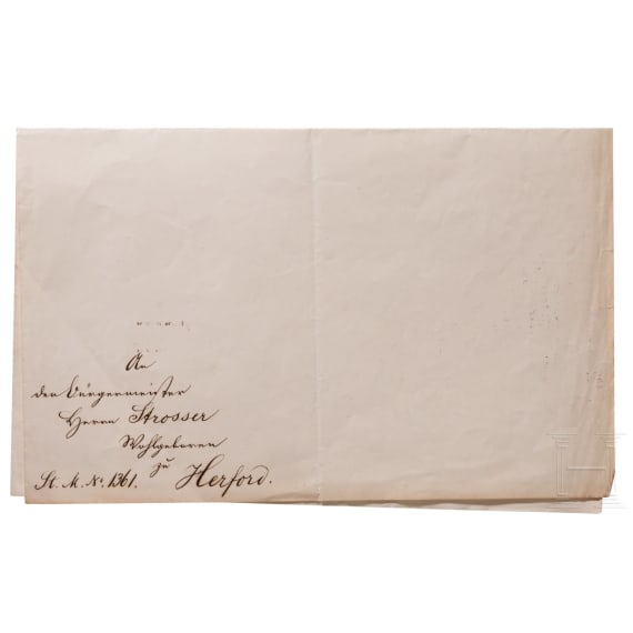 Otto F&uuml;rst von Bismarck (1815 - 1898) - eigenh&auml;ndig signiertes Schreiben an den B&uuml;rgermeister von Herford 1863