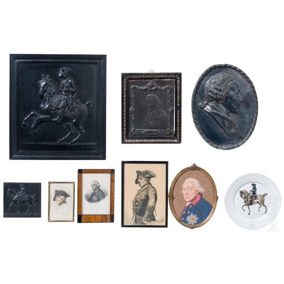 Vier Metallreliefs mit dem Bildnis Friedrichs des Gro&szlig;en, 20. Jhdt.