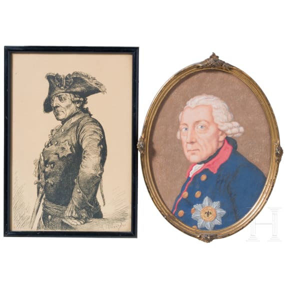 Vier Metallreliefs mit dem Bildnis Friedrichs des Gro&szlig;en, 20. Jhdt.