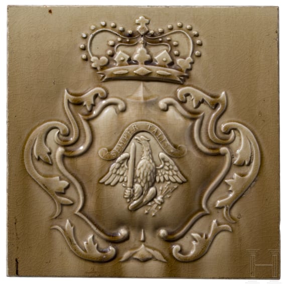 Sammlung von f&uuml;nf patriotischen Kacheln und einer Fliese