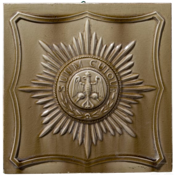 Sammlung von f&uuml;nf patriotischen Kacheln und einer Fliese