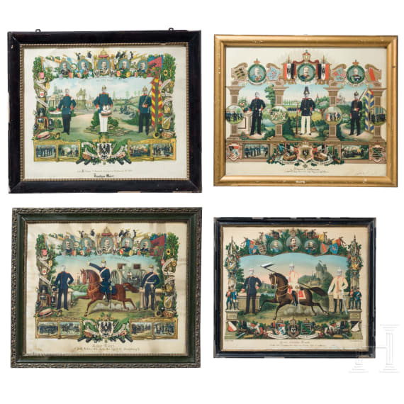 Sammlung von neun unterschiedlichen Reservistenbildern zwischen den Jahren 1901 - 1907.