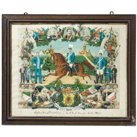 Sammlung von neun unterschiedlichen Reservistenbildern zwischen den Jahren 1901 - 1907.