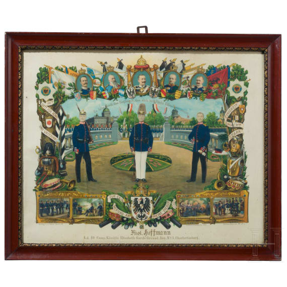 Gruppe von zehn verschiedenen Reservistenbildern zwischen 1896 - 1909.