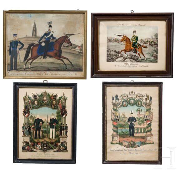Kleine Sammlung von elf fr&uuml;hen Reservistenbildern, zwischen 1841 - 1882