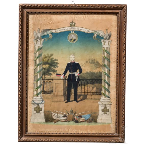 Kleine Sammlung von elf fr&uuml;hen Reservistenbildern, zwischen 1841 - 1882