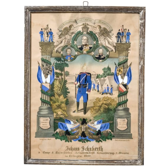 Kleine Sammlung von elf fr&uuml;hen Reservistenbildern, zwischen 1841 - 1882